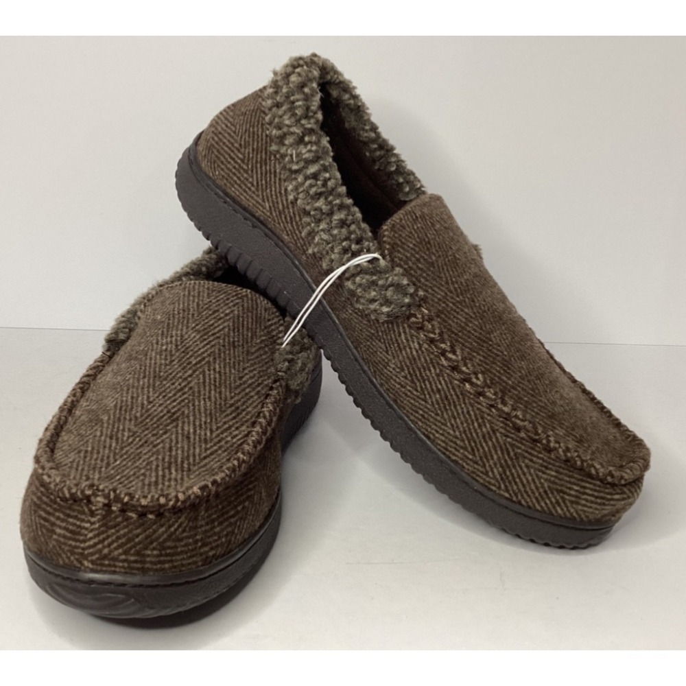 Dearfoams Memory Foam Moccasin House Slippers Men's Size M 9/10 Brown NIB